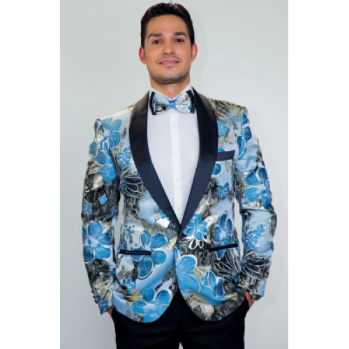 Monte Carlo Blue Floral Modern Fit Tuxedo Jacket